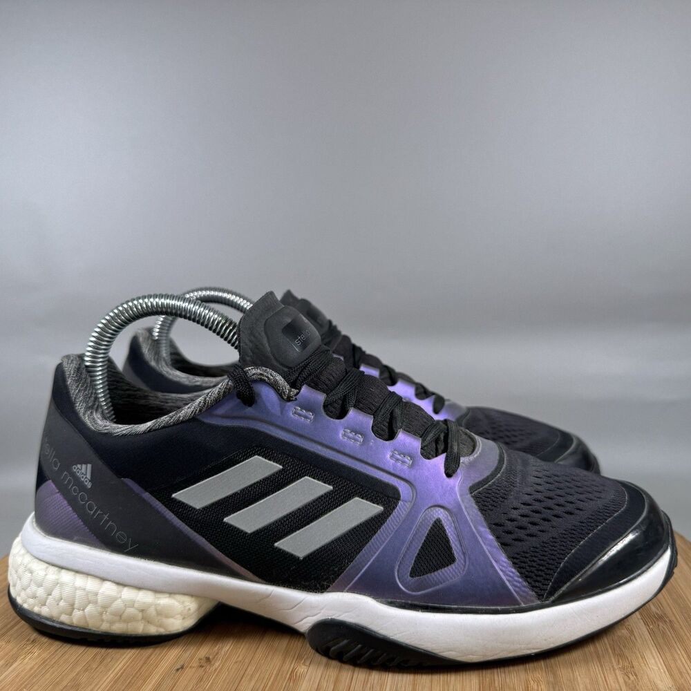 S Adidas Stella McCartney Sneakers Women’s 7 Black Metallic Purple Shoes Tennis